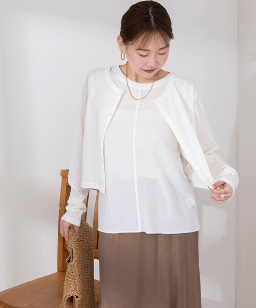 NOLLEY’S(ノーリーズ)の「《アンサンブル対応》シアーワッフルタンクトップ(Tシャツ/カットソー・レディース・ライトグリーン/ネイビー/オフホワイト・FREE)」の8枚目の写真