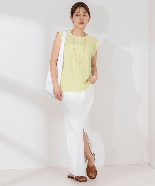 NOLLEY’S(ノーリーズ)の「《アンサンブル対応》シアーワッフルタンクトップ(Tシャツ/カットソー・レディース・ライトグリーン/ネイビー/オフホワイト・FREE)」の9枚目の写真