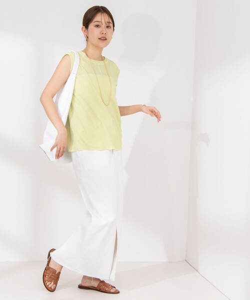 NOLLEY’S(ノーリーズ)の「《アンサンブル対応》シアーワッフルタンクトップ(Tシャツ/カットソー・レディース・ライトグリーン/ネイビー/オフホワイト・FREE)」の10枚目の写真