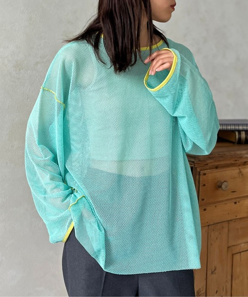 CPCM（シーピーシーエム）の「カットメッシュメロービッグプルオーバー（Tシャツ/カットソー・レディース・ブラック/アイボリー/スカイブルー/オフホワイト・FREE）」の4枚目の写真