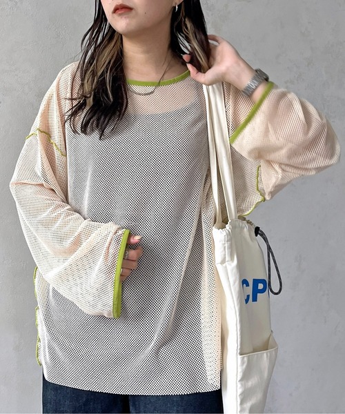 CPCM（シーピーシーエム）の「カットメッシュメロービッグプルオーバー（Tシャツ/カットソー・レディース・ブラック/アイボリー/スカイブルー/オフホワイト・FREE）」の7枚目の写真