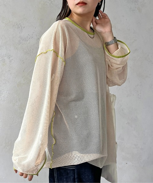 CPCM（シーピーシーエム）の「カットメッシュメロービッグプルオーバー（Tシャツ/カットソー・レディース・ブラック/アイボリー/スカイブルー/オフホワイト・FREE）」の8枚目の写真