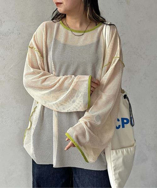 CPCM（シーピーシーエム）の「カットメッシュメロービッグプルオーバー（Tシャツ/カットソー・レディース・ブラック/アイボリー/スカイブルー/オフホワイト・FREE）」の9枚目の写真