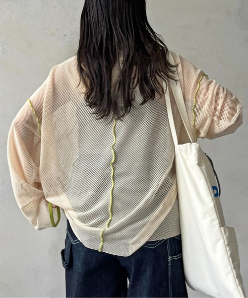 CPCM（シーピーシーエム）の「カットメッシュメロービッグプルオーバー（Tシャツ/カットソー・レディース・ブラック/アイボリー/スカイブルー/オフホワイト・FREE）」の10枚目の写真