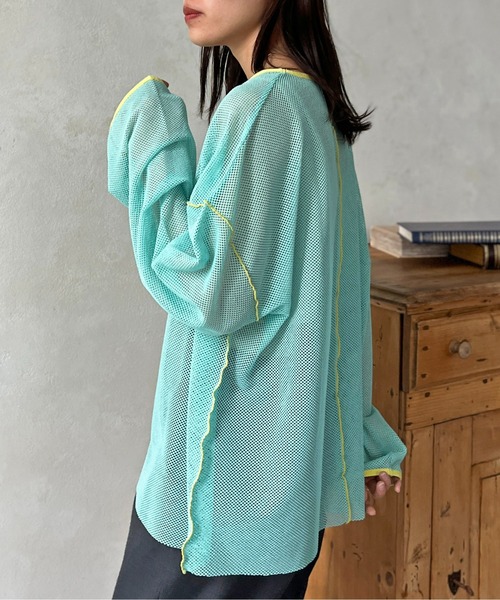 CPCM（シーピーシーエム）の「カットメッシュメロービッグプルオーバー（Tシャツ/カットソー・レディース・ブラック/アイボリー/スカイブルー/オフホワイト・FREE）」の14枚目の写真