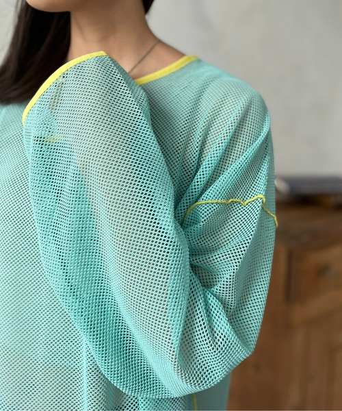 CPCM（シーピーシーエム）の「カットメッシュメロービッグプルオーバー（Tシャツ/カットソー・レディース・ブラック/アイボリー/スカイブルー/オフホワイト・FREE）」の16枚目の写真