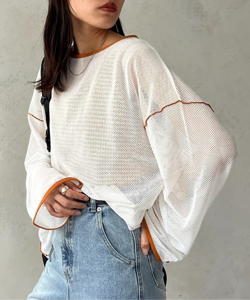 CPCM（シーピーシーエム）の「カットメッシュメロービッグプルオーバー（Tシャツ/カットソー・レディース・ブラック/アイボリー/スカイブルー/オフホワイト・FREE）」の18枚目の写真