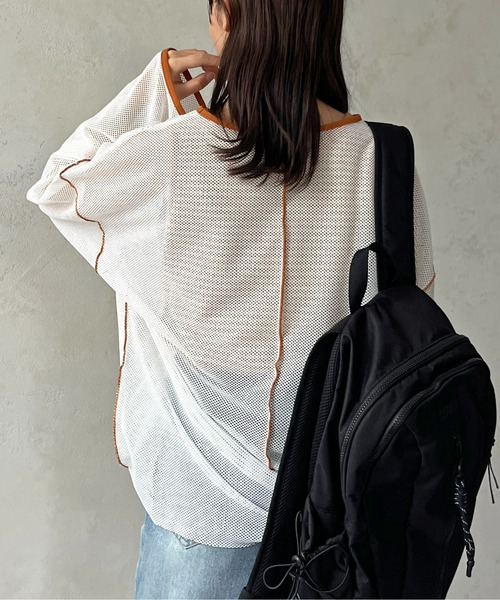 CPCM（シーピーシーエム）の「カットメッシュメロービッグプルオーバー（Tシャツ/カットソー・レディース・ブラック/アイボリー/スカイブルー/オフホワイト・FREE）」の19枚目の写真