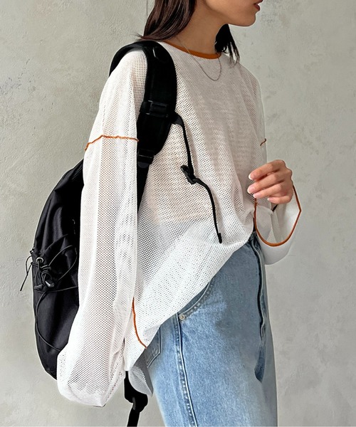 CPCM（シーピーシーエム）の「カットメッシュメロービッグプルオーバー（Tシャツ/カットソー・レディース・ブラック/アイボリー/スカイブルー/オフホワイト・FREE）」の20枚目の写真