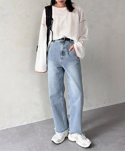 CPCM（シーピーシーエム）の「カットメッシュメロービッグプルオーバー（Tシャツ/カットソー・レディース・ブラック/アイボリー/スカイブルー/オフホワイト・FREE）」の17枚目の写真