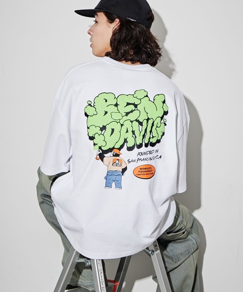 BEN DAVIS(ベンデイビス)の「∴WEGO/別注ベンデイビスプランプロゴT(Tシャツ/カットソー・メンズ・ホワイト/ブラック/スミクロ/オートミール・LARGE/MEDIUM/SMALL)」の2枚目の写真
