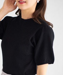 【ZOZO限定】パフスリーブリブニットトップス