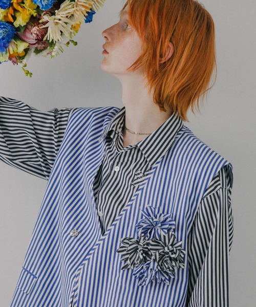 SENSE OF PLACE by URBAN RESEARCH(センスオブプレイスバイアーバンリサーチ)の「hxcyyd × SOP ストライプフラワーコサージュシャツベスト(UNISEX)(ベスト・メンズ・その他1/その他2・MEDIUM/LARGE)」の6枚目の写真