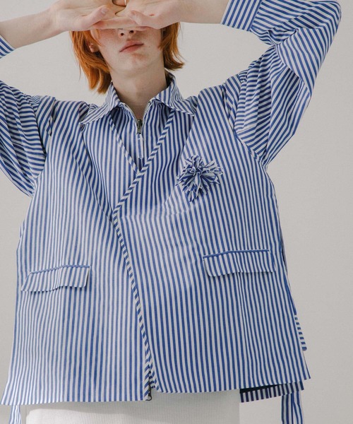 SENSE OF PLACE by URBAN RESEARCH(センスオブプレイスバイアーバンリサーチ)の「hxcyyd × SOP ストライプフラワーコサージュシャツベスト(UNISEX)(ベスト・メンズ・その他1/その他2・MEDIUM/LARGE)」の8枚目の写真