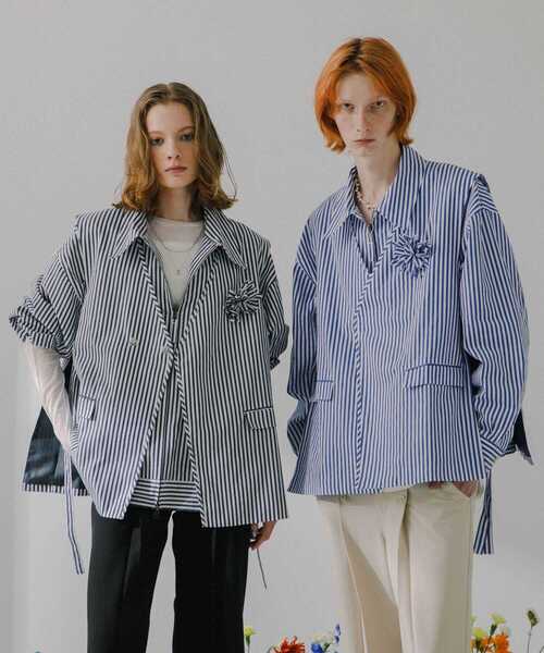 SENSE OF PLACE by URBAN RESEARCH(センスオブプレイスバイアーバンリサーチ)の「hxcyyd × SOP ストライプフラワーコサージュシャツベスト(UNISEX)(ベスト・メンズ・その他1/その他2・MEDIUM/LARGE)」の3枚目の写真