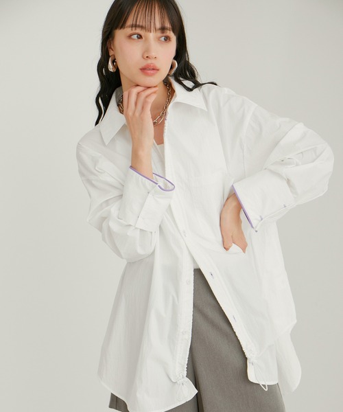 VIS（ビス）の「【洗える】ドロストシャツブルゾン（ブルゾン・レディース・ホワイト/ピンク・FREE）」の21枚目の写真