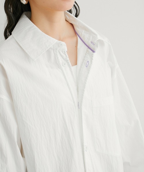 VIS（ビス）の「【洗える】ドロストシャツブルゾン（ブルゾン・レディース・ホワイト/ピンク・FREE）」の10枚目の写真