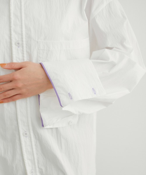 VIS（ビス）の「【洗える】ドロストシャツブルゾン（ブルゾン・レディース・ホワイト/ピンク・FREE）」の13枚目の写真