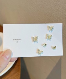 《バタフライピアス　ストーン付き ６点セット