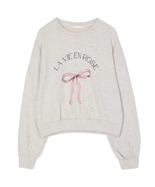 LAFFMO（ラフモ）の「リボンプリントスウェット（スウェット・レディース・ベージュ/グレー/ネイビー・F）」の12枚目の写真