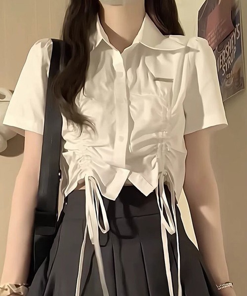 gossip！ロサンゼルス（ゴシップロサンゼルス）の「YUGA　ストラップ付き　ショートブラウス（シャツ/ブラウス・レディース・ホワイト・M/L）」の3枚目の写真