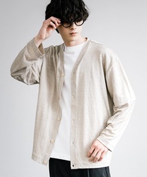 Upscape Audience アップスケープオーディエンス 日本製 国産PREMIERE LINEN プレミアリネン 天竺 Vネックカーディガン AUD7259