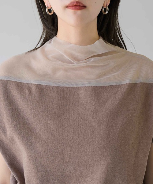 NEUNA（ヌナ）の「シアードッキングトップス（Tシャツ/カットソー・レディース・アイボリー/ブラック/グレイッシュベージュ・FREE）」の5枚目の写真