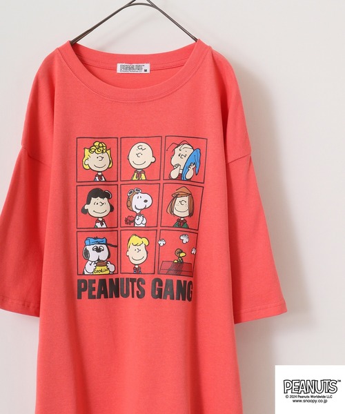 PEANUTS(ピーナッツ)の「PEANUTS ヘビーウェイトドロップショルダー 半袖Tシャツ(Tシャツ/カットソー・メンズ・オレンジ系/オフホワイト/ブラック・LL/M/L)」の3枚目の写真