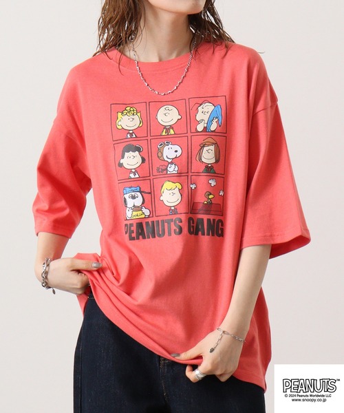 PEANUTS(ピーナッツ)の「PEANUTS ヘビーウェイトドロップショルダー 半袖Tシャツ(Tシャツ/カットソー・メンズ・オレンジ系/オフホワイト/ブラック・LL/M/L)」の16枚目の写真