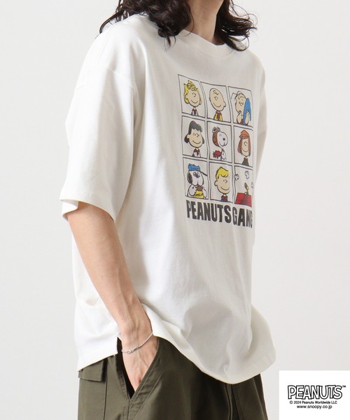 PEANUTS(ピーナッツ)の「PEANUTS ヘビーウェイトドロップショルダー 半袖Tシャツ(Tシャツ/カットソー・メンズ・オレンジ系/オフホワイト/ブラック・LL/M/L)」の6枚目の写真