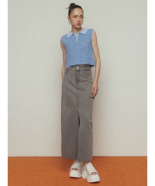EMODA（エモダ）の「サイドカットデニムスカート（デニムスカート・レディース・グレー/ライトブルー/ブラック・SMALL/MEDIUM）」の9枚目の写真