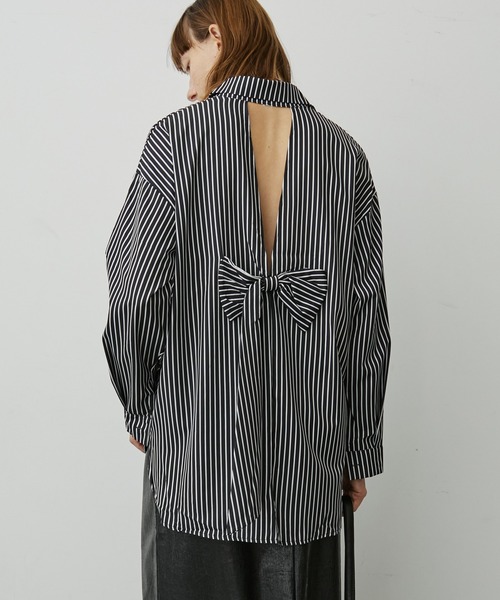 バックオープンリボンオーバーシャツ（シャツ/ブラウス）｜uyu.（ウユ