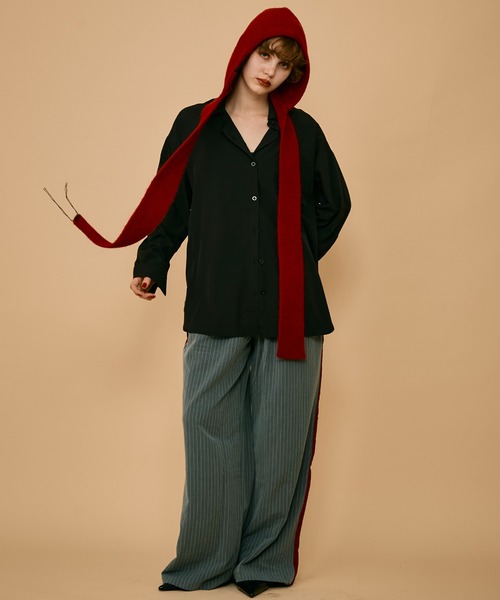 uyu.（ウユ）の「バックオープンリボンオーバーシャツ（シャツ/ブラウス・レディース・ブラック/グレー/ホワイト/ホワイト×ブラック・FREE）」の15枚目の写真