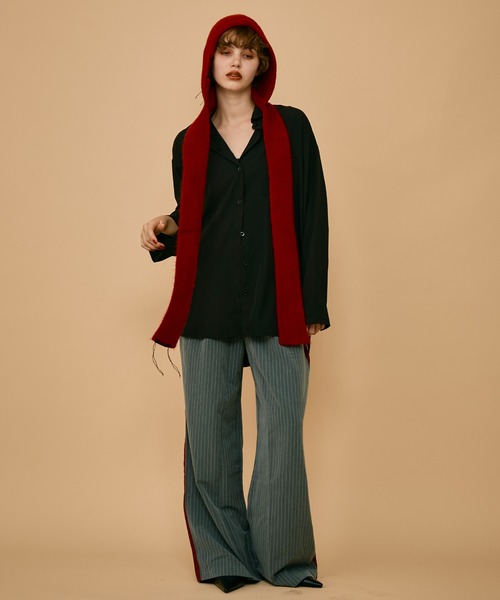 uyu.（ウユ）の「バックオープンリボンオーバーシャツ（シャツ/ブラウス・レディース・ブラック/グレー/ホワイト/ホワイト×ブラック・FREE）」の18枚目の写真