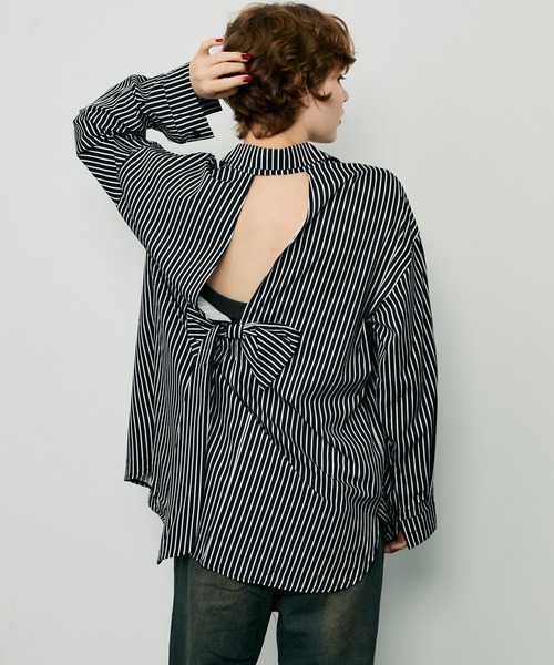 バックオープンリボンオーバーシャツ（シャツ/ブラウス）｜uyu.（ウユ