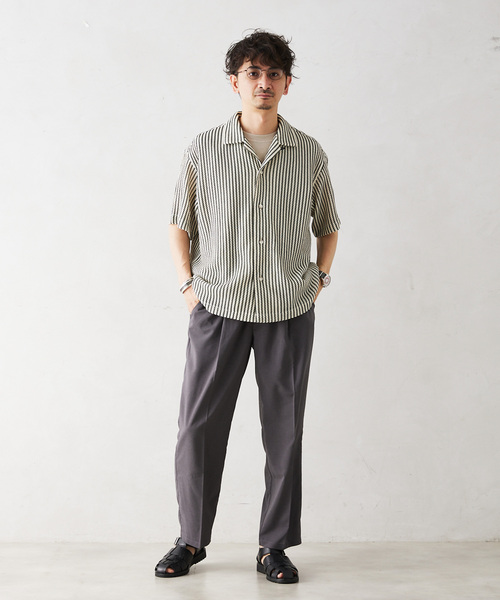 ジャーナルスタンダード relume ストライプ カラーレース 半袖シャツ JOURNAL STANDARD relume（ジャーナルスタンダード レリューム