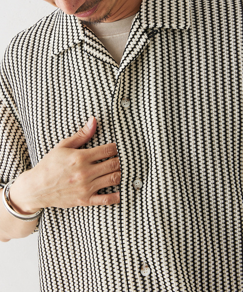 JOURNAL STANDARD relume(ジャーナルスタンダード レリューム)の「ストライプカラーレース半袖シャツ(シャツ/ブラウス・メンズ・アイボリー/モスグリーン・MEDIUM/LARGE)」の13枚目の写真