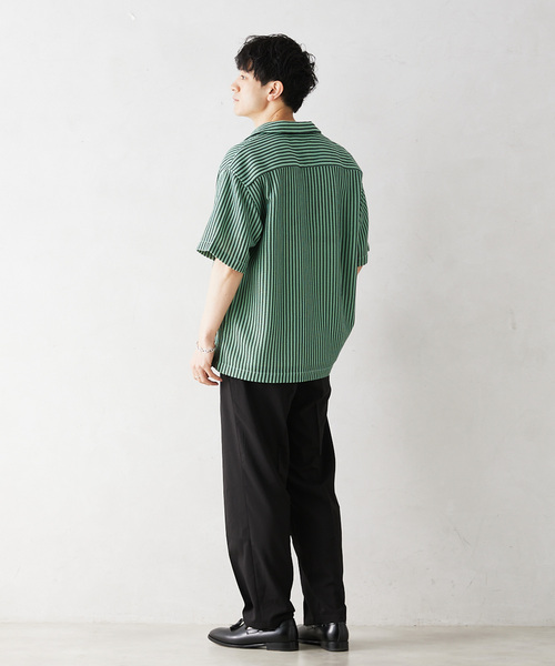 JOURNAL STANDARD relume(ジャーナルスタンダード レリューム)の「ストライプカラーレース半袖シャツ(シャツ/ブラウス・メンズ・アイボリー/モスグリーン・MEDIUM/LARGE)」の16枚目の写真
