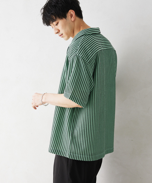 Sea ⭐︎Mal.レレレさんROBE ストライプシャツ 38サイズ 緑 Sea 様専用⭐︎Mal.レレレさんROBE ストライプシャツ 38サイズ 緑