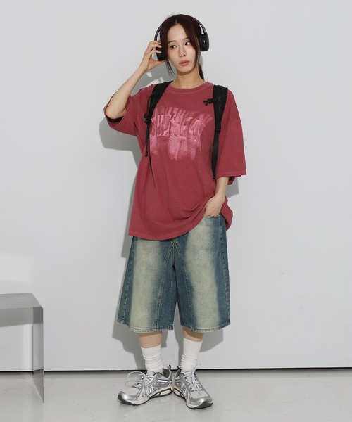 FOLLOWIN（フォロウィン）の「[UNISEX][K-Fashion流行アイテム] ヴィンテージウォッシングミッドライズ5部丈ハーフデニムパンツ（デニムパンツ・レディース・ブルー・LARGE/SMALL/MEDIUM）」の10枚目の写真