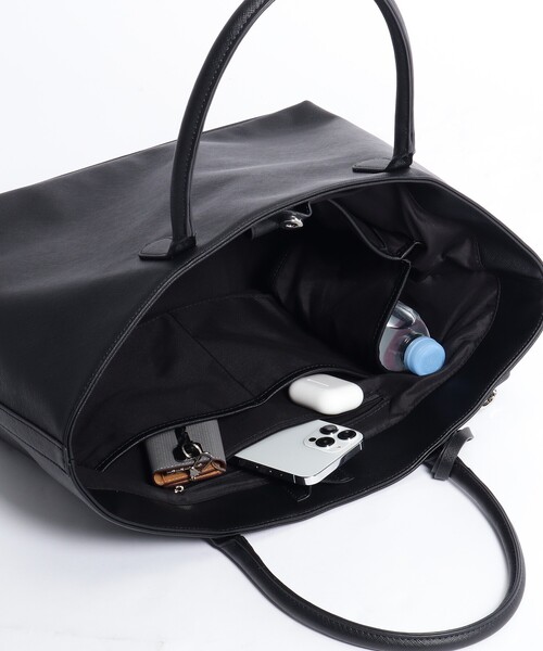 tk.TAKEO KIKUCHI（ティーケータケオキクチ）の「レザー調トートバッグ（トートバッグ・メンズ・ブラック/ブラック系/ブルー系その他/ダークブラウン・00）」の9枚目の写真