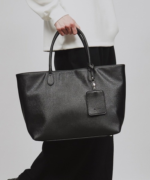 tk.TAKEO KIKUCHI（ティーケータケオキクチ）の「レザー調トートバッグ（トートバッグ・メンズ・ブラック/ブラック系/ブルー系その他/ダークブラウン・00）」の2枚目の写真