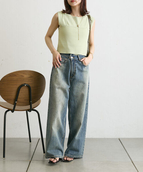 mystic（ミスティック）の「【5色展開】リボンキャミSETニット（アンサンブル・レディース・ブルー/グリーン/レッド/オフホワイト/ブラック・FREE）」の20枚目の写真