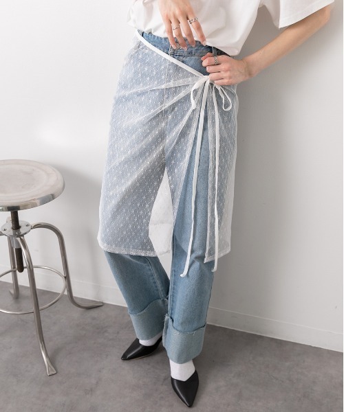 ad thie（アドティエ）の「腰紐付き マルチレーススカート（スカート・レディース・オフホワイト/ブラック・FREE）」の10枚目の写真