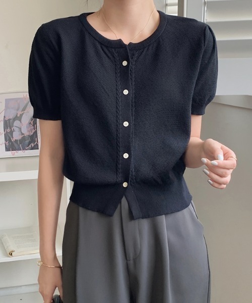 ECLIN(エクラン)の「パフスリーブショート丈カーディガン(カーディガン/ボレロ・レディース・ブラック/グリーン/ホワイト/ピンク/ベージュ・FREE)」の6枚目の写真