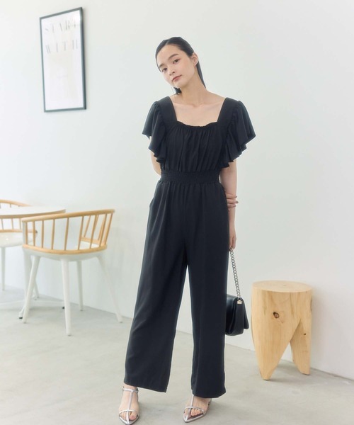 fifth(フィフス)の「フリルギャザーオールインワン(つなぎ/オールインワン・レディース・ベージュ/ブラック/ブルーグレー・M)」の5枚目の写真