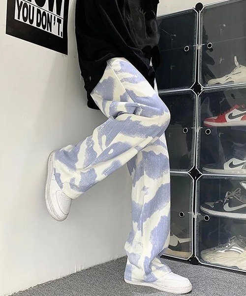 VIBGYOR（ヴィブジョー）の「【WARAIJOGO】ペンキペイント風デザインワイドストレートパンツ(NEZ)（その他パンツ・メンズ・ブラック/ブルー・FREE）」の3枚目の写真