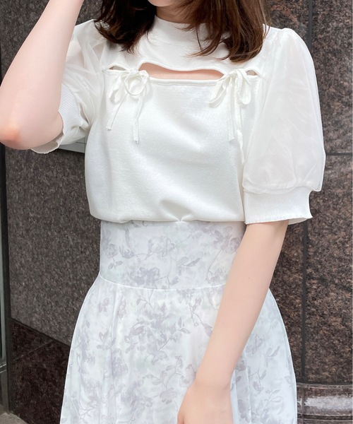 TORTE（トルテ）の「フロント開きダブルリボントップス（ニット/セーター・レディース・ホワイト/ブラック/レッド/ブルー・FREE）」の13枚目の写真