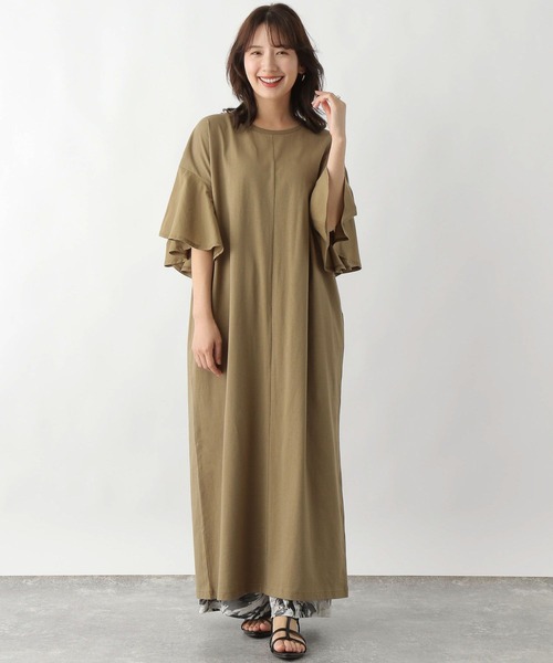 LEPSIM（レプシィム）の「袖布帛切り替えワンピース　127493（ワンピース・レディース・オフホワイト/ブラック/ベージュ・FREE）」の3枚目の写真