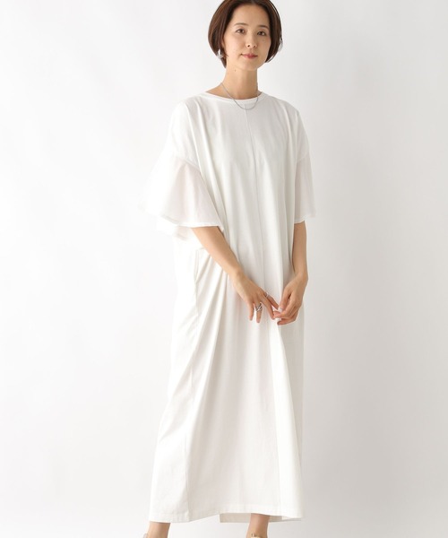 LEPSIM（レプシィム）の「袖布帛切り替えワンピース　127493（ワンピース・レディース・オフホワイト/ブラック/ベージュ・FREE）」の5枚目の写真